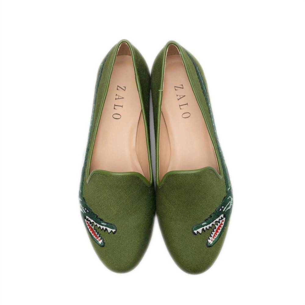 NEW HOUSE OF ZALO women's caiman slipper in olive